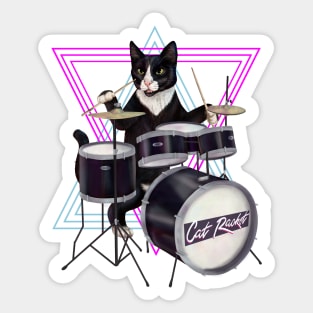 Cat playing drums Sticker